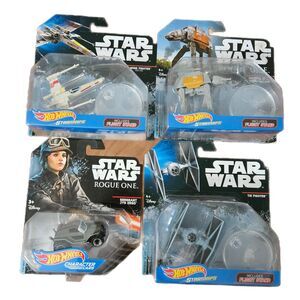 New Star Wars Hot Wheels Rogue One Car & Two Starships & AT-ACT w/Flight Stand